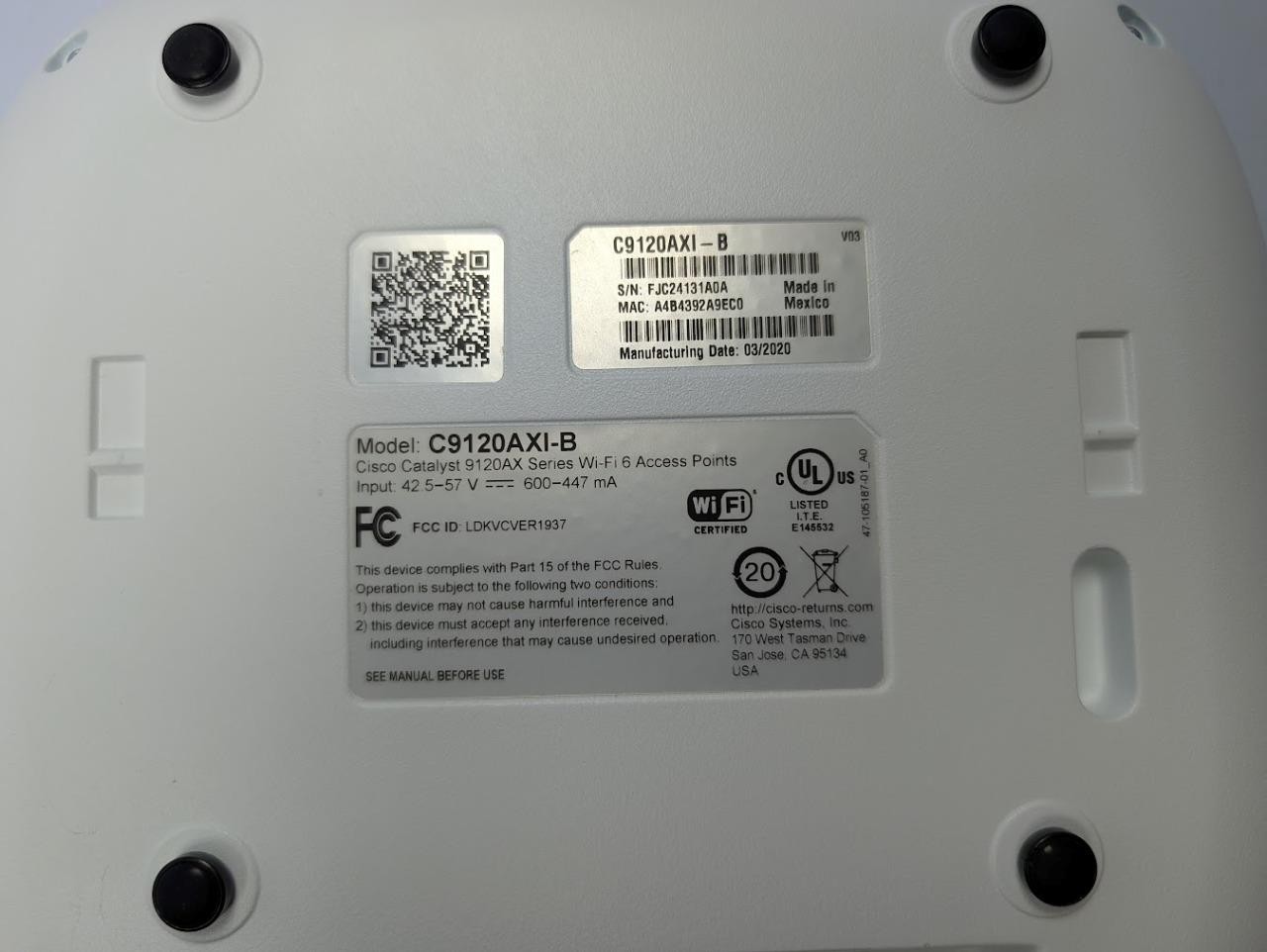 Cisco Catalyst C9120AXI-B Wireless Access Point 9120AXI