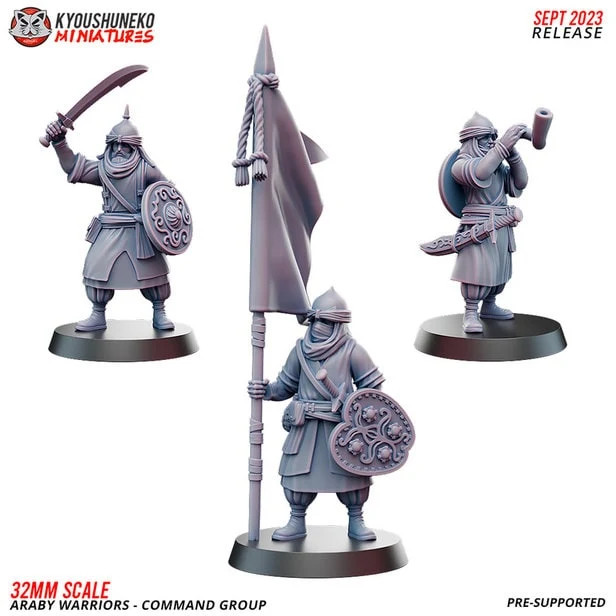 Araby Command Group (Set of 3) - 28-32mm Araby - Resin Tabletop Miniatures