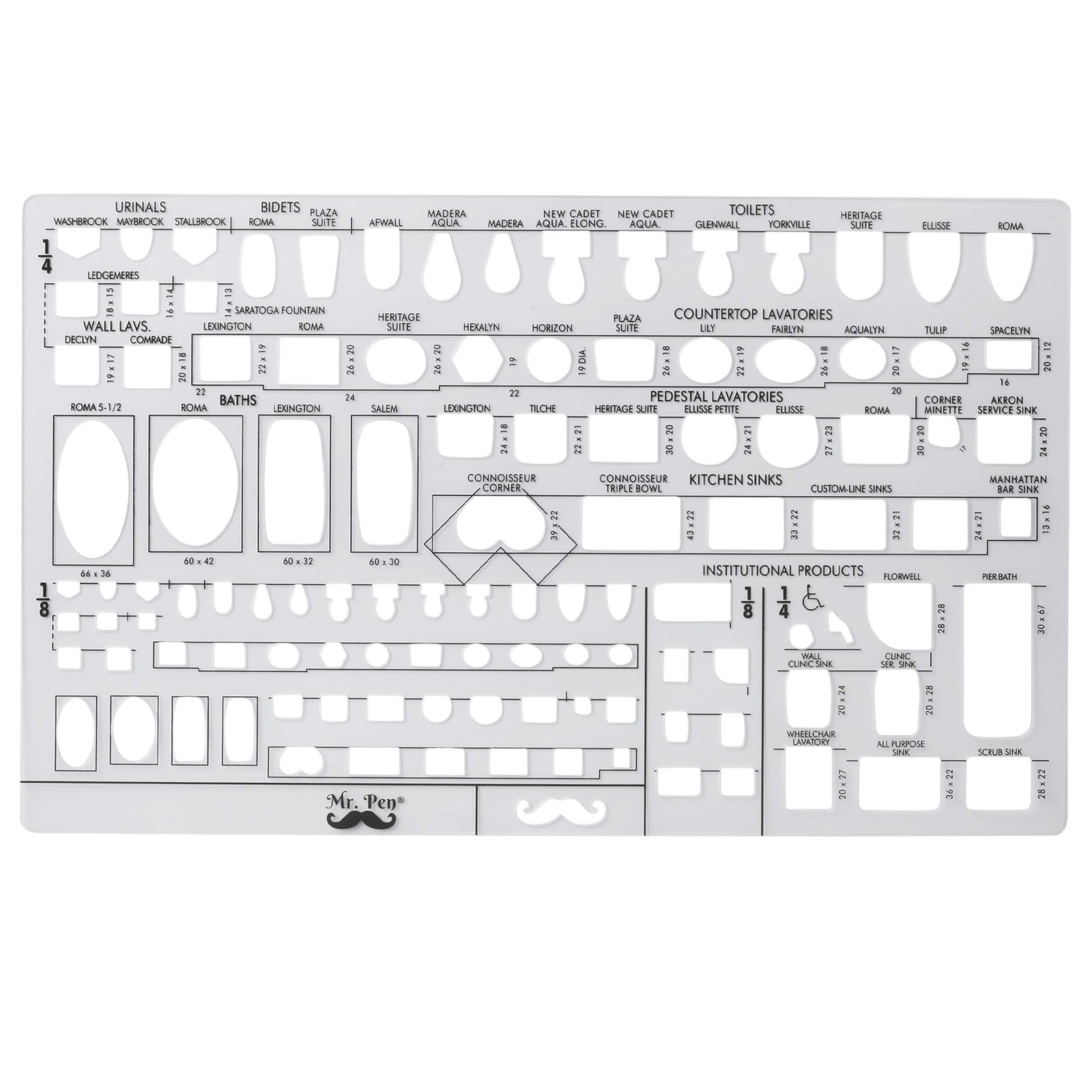 Mr. Pen Plumbing & Bathroom Design Tools - Drafting Ruler Shapes, Stencils &...