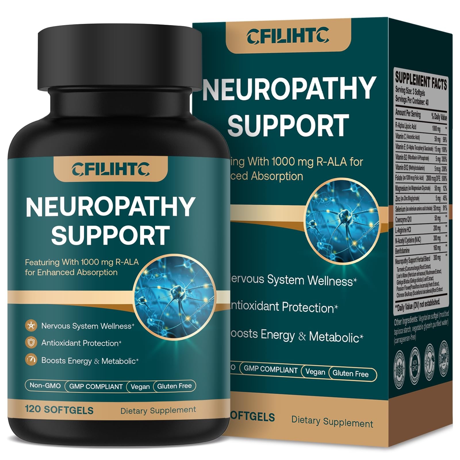 R Alpha Lipoic Acid Benfotiamine NAC B Complex Nerve Neuropatia Nervios
