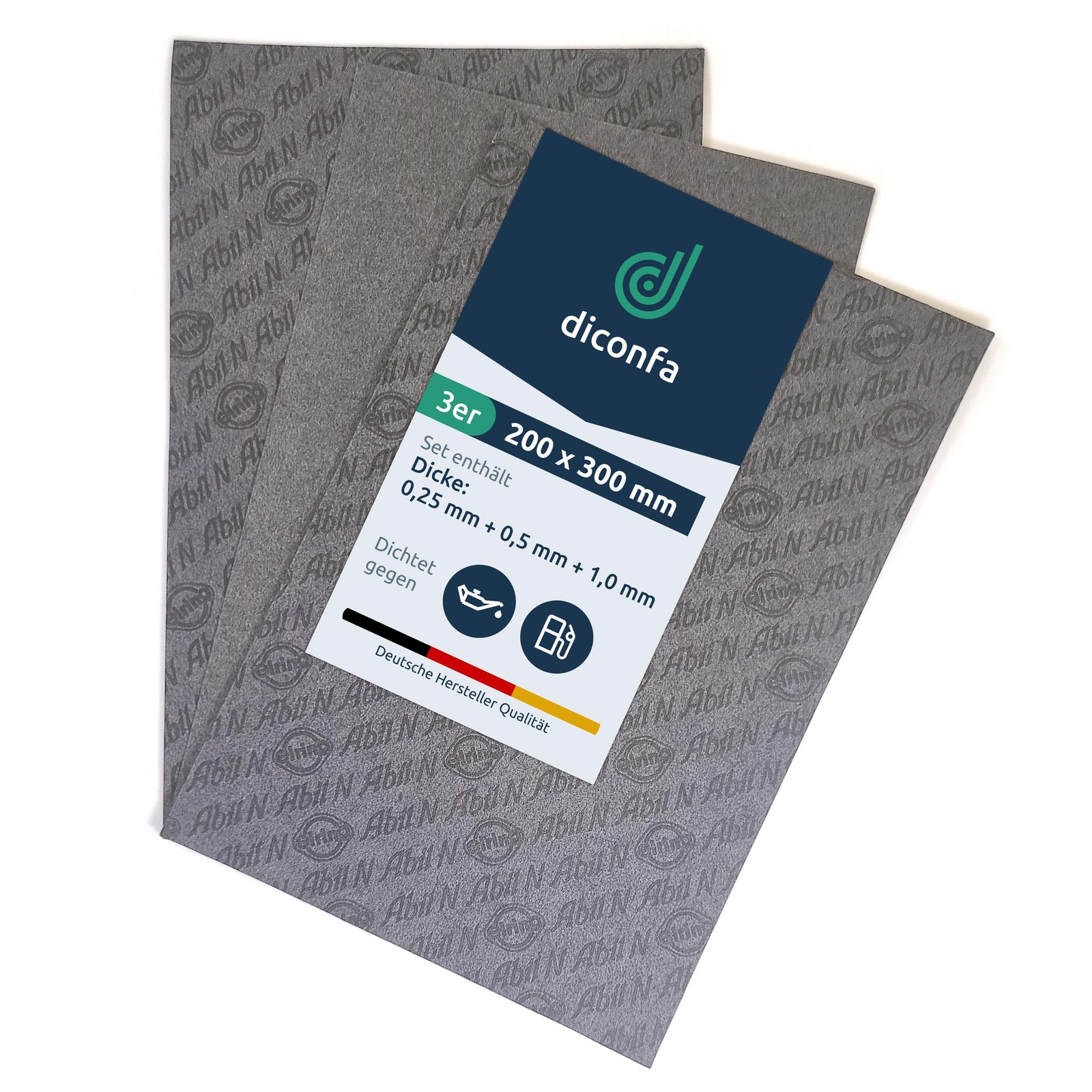 3x sealing paper Elring Abil N DINA4 SET each 1x 0.25mm 0.5mm 1.0mm oil/be...