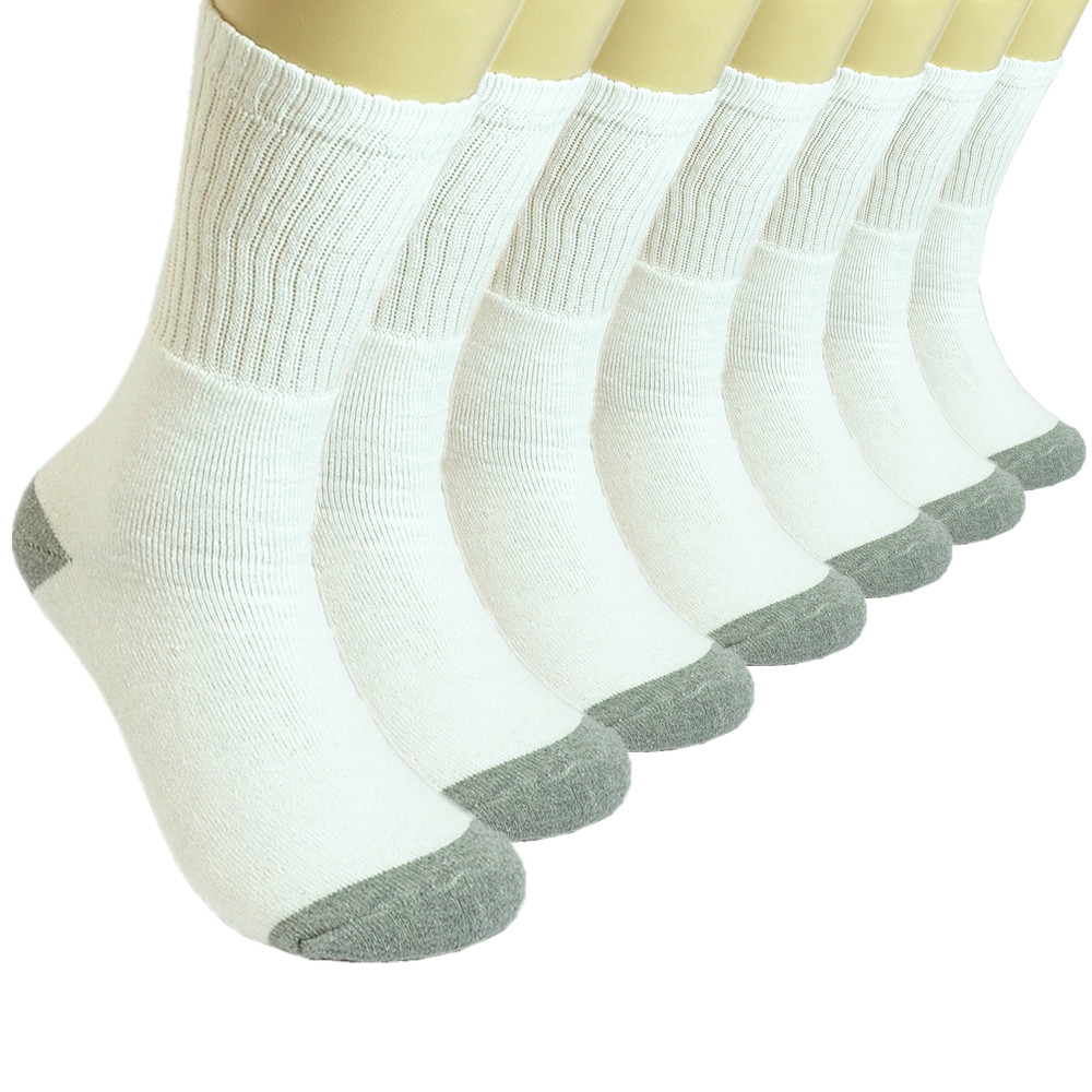 Wholesale Lot Men's Crew Athletic Work 2 Tones White Sport Socks Size 9-11 10-13
