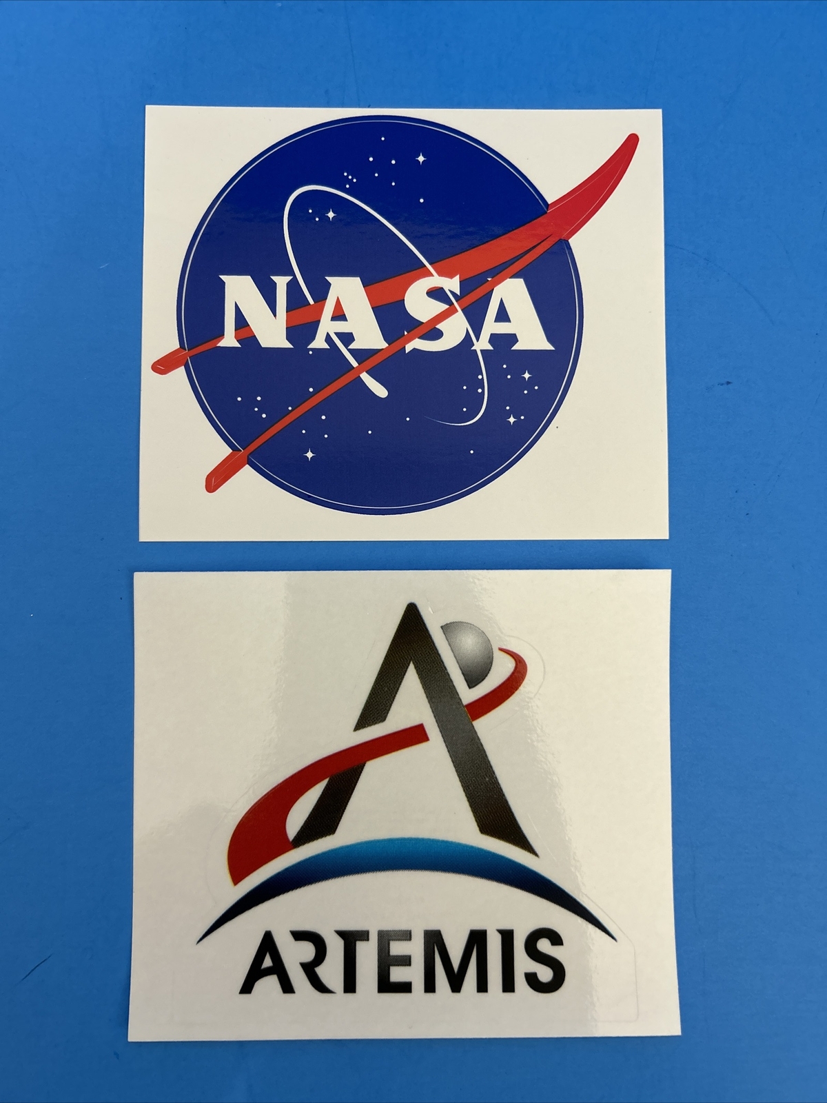 NASA Space Stickers Decals NASA Artemis Logo & NASA Meatball Logo Lot of 2