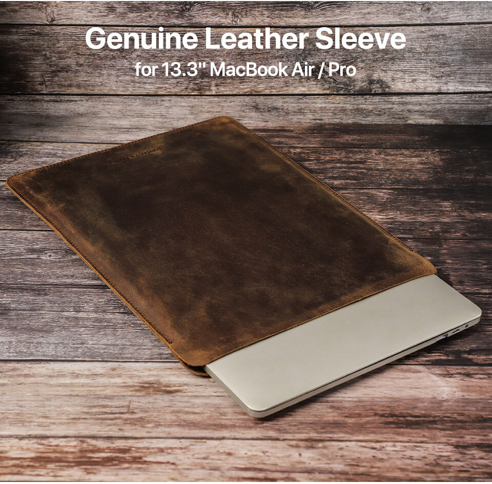 Genuine Leather Sleeve Case Cover For New MacBook Air Pro 13.3" 15.4" Dell XPS