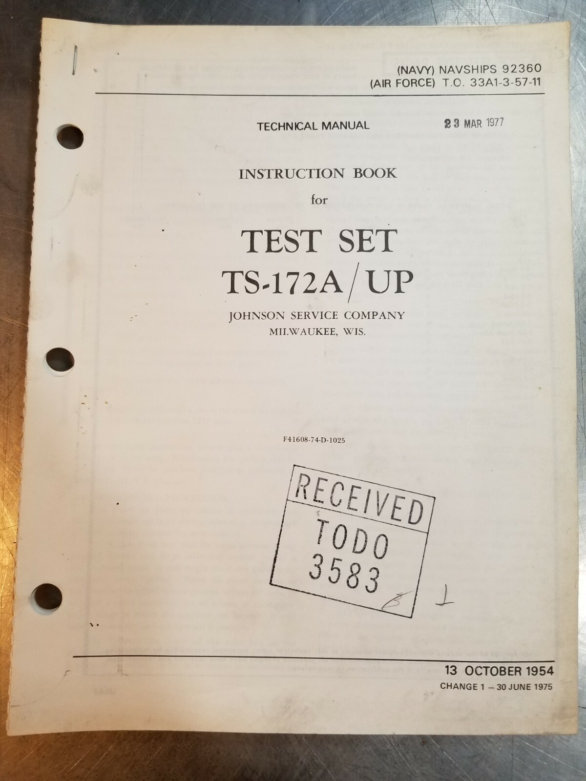 TS-172A / UP Echo Box radar test set TO 33A1-3-57-11 Navships 92360