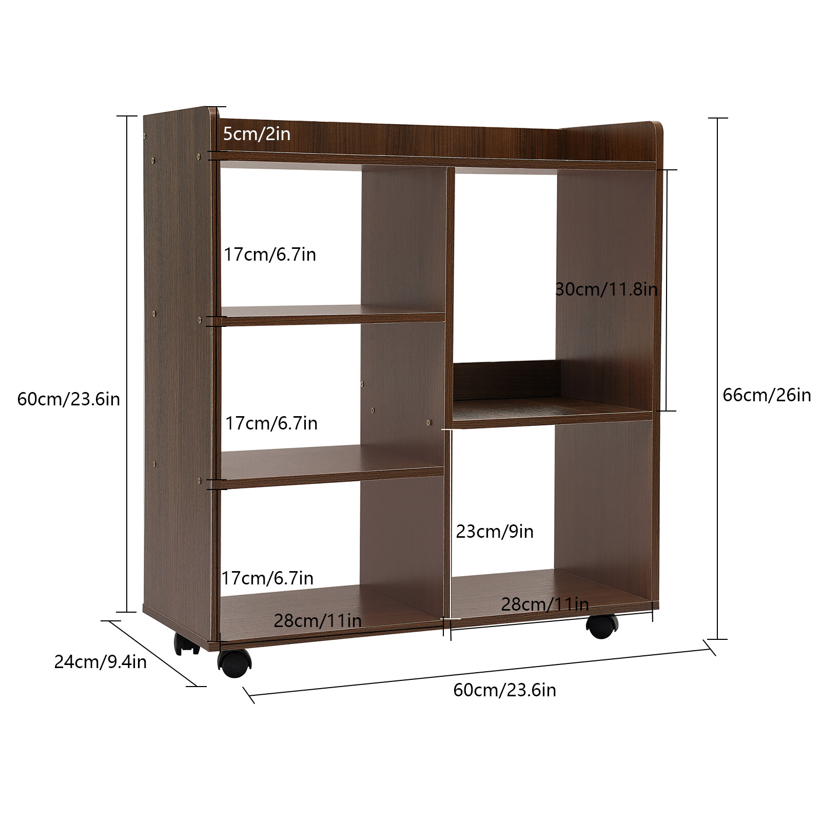 Filing Cabinet, Storage Shelf, Mobile Printer Stand,high-quality MDF,Dark Walnut