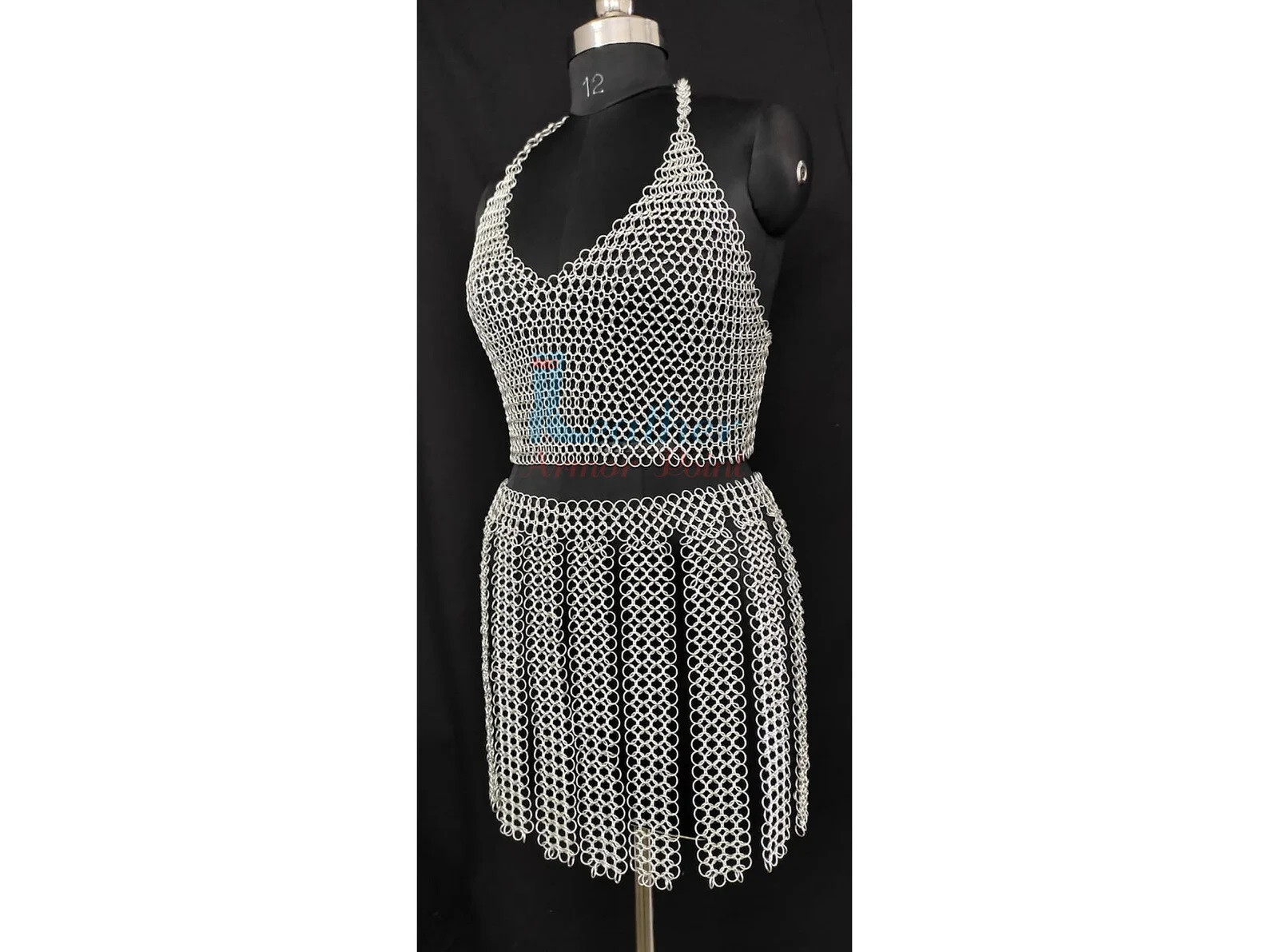 Chain Mail Halter Top & Skirt Set – Chainmail Breastplate Halter | LARP Medieval