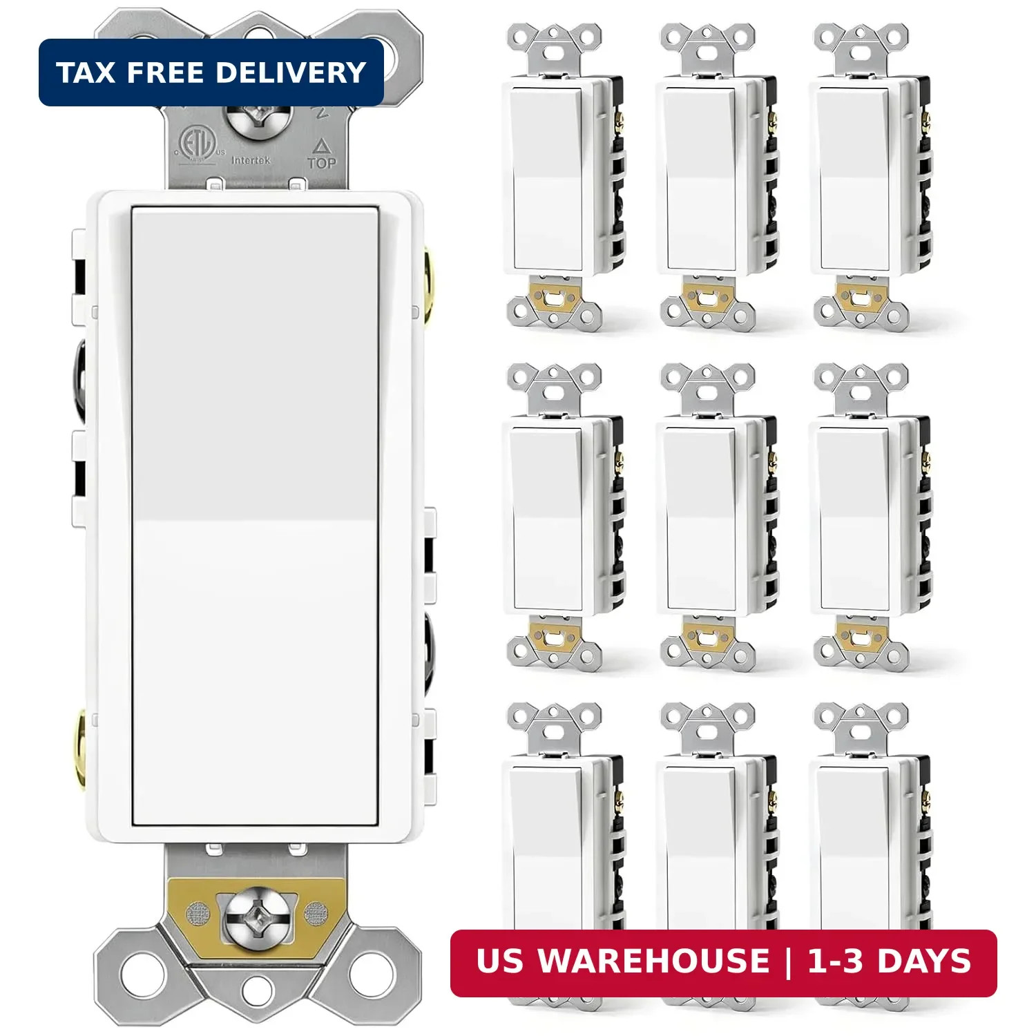 CML 4 Way Decorator Light Switch, 10 Pack Rocker Paddle Wall Switch, 15A 120/277