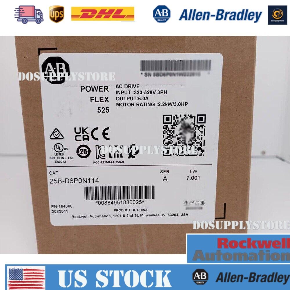 New Factory Sealed AB25B-D6P0N114 PowerFlex 525 AC Drive 25BD6P0N114 USA！ ~AD
