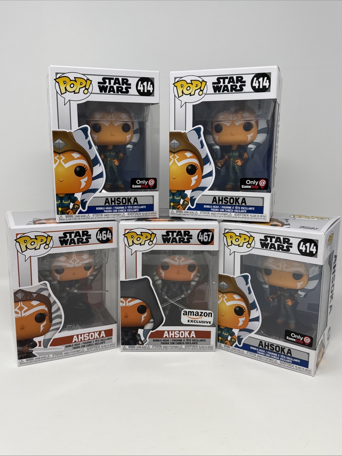 Funko Pop Star Wars Lot of 5 - Ahsoka (1 Amazon, 3 Gamestop & 1 Common)