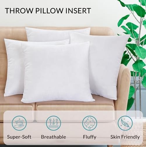 Pack of 2 White 20x20 Pillow Inserts - Down Alternative Throw