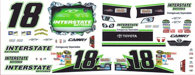 #18 Kyle Bush Interstate Toyota 2011 1/24th Scale Waterslide Nascar Decal
