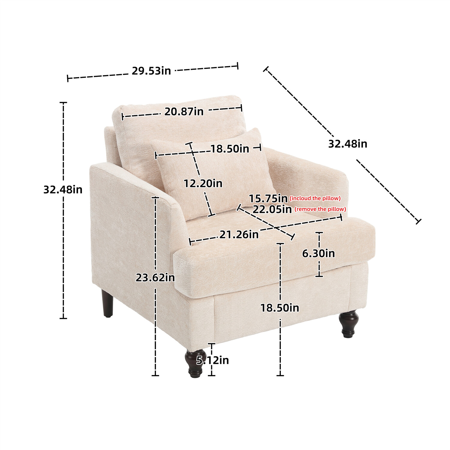 Modern Accent Chair Single Sofa Upholstered Armchair Lounge Chair Club Chair