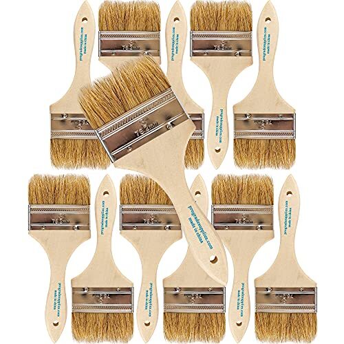 Natural Bristle Paint Brushes Chip Paint Brush with Wooden Handle, 12Pack 3 Inch