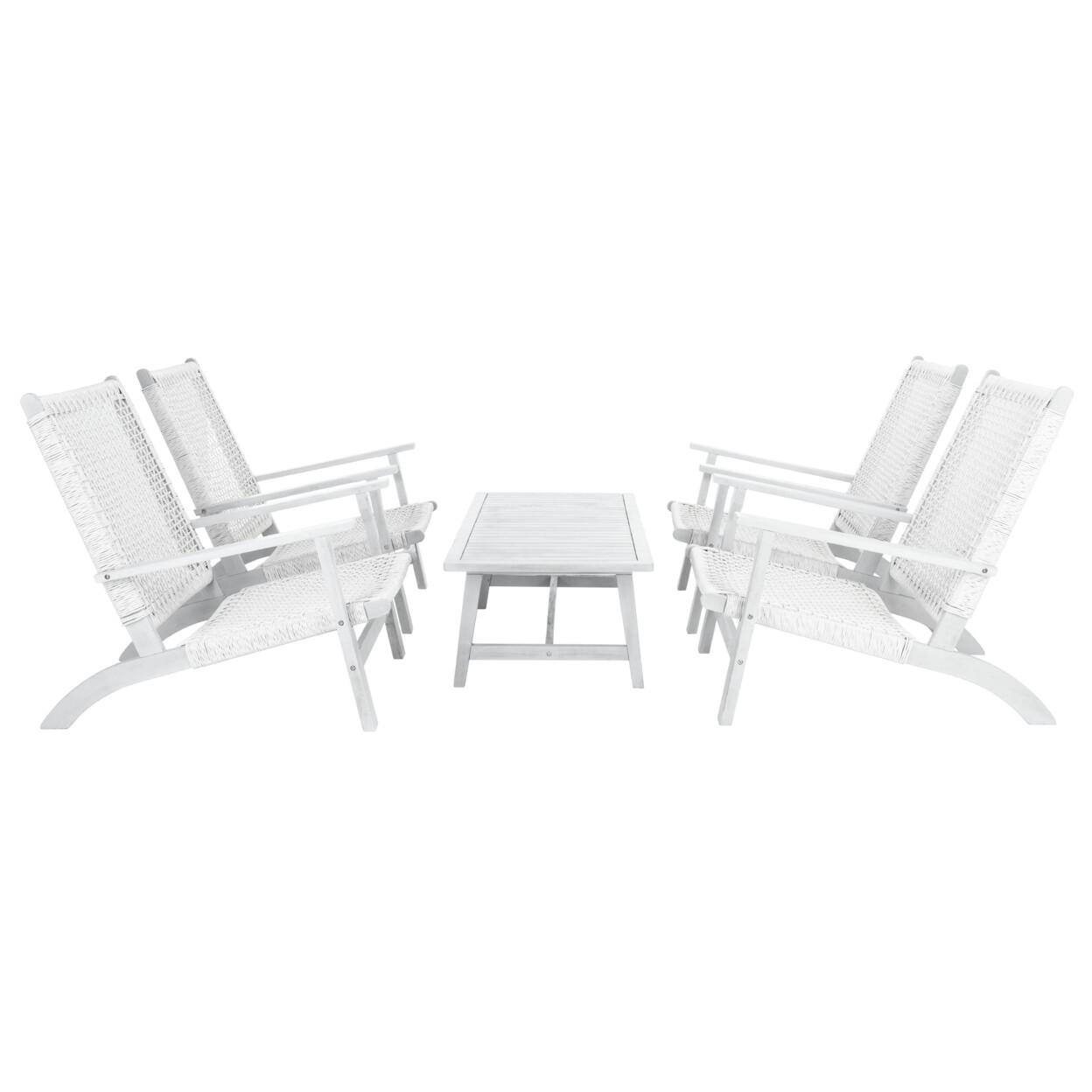 SAFAVIEH Outdoor Collection Deven 5-Piece Coffee Set | Grey / Grey |