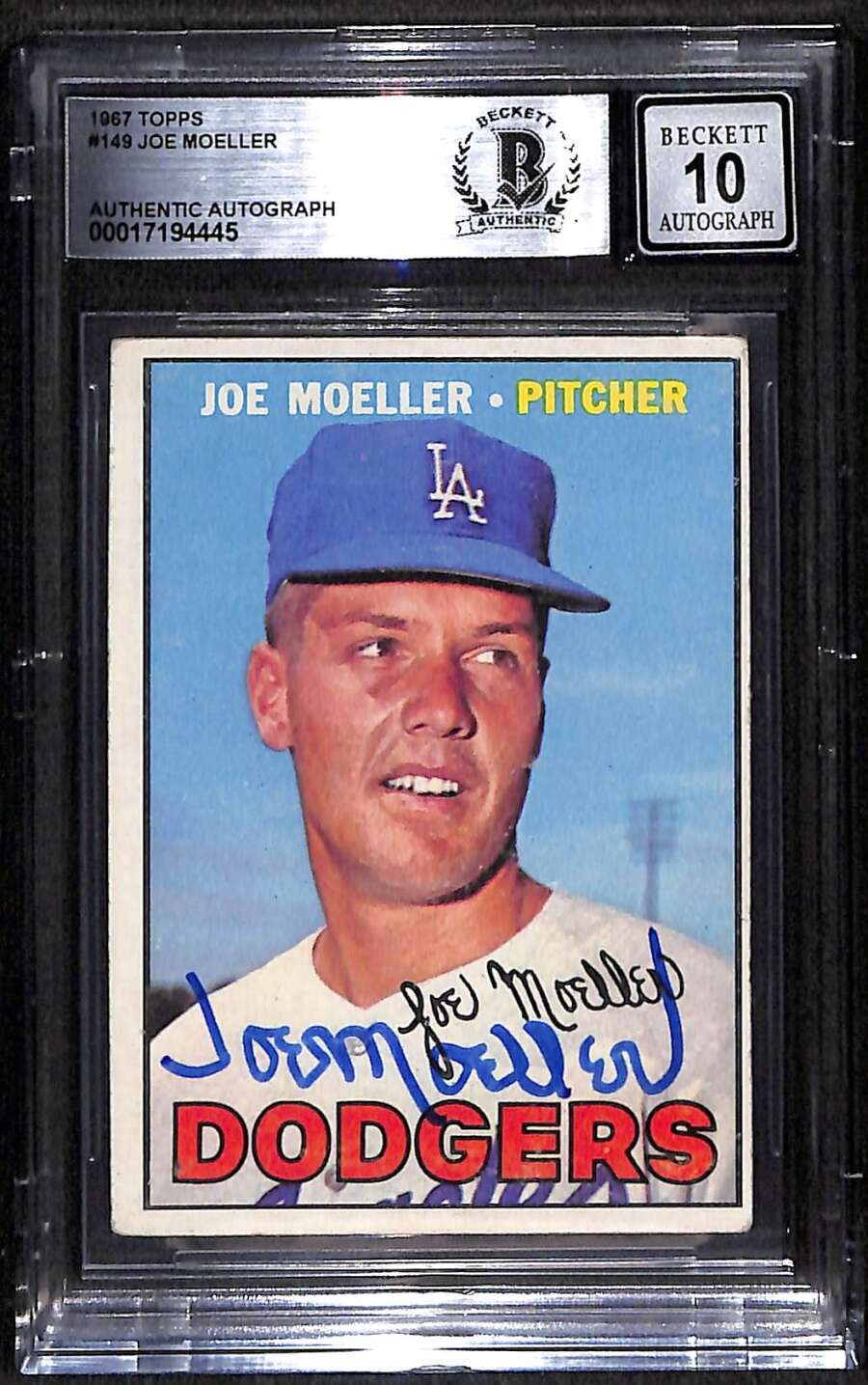 1967 Topps 149 Joe Moeller  BGS Auto 10 Autographed BVG Authentic C93154