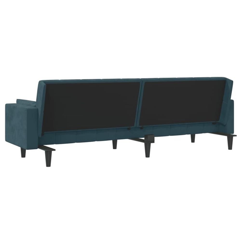 Bowery Hill Contemporary 2-Seater Sofa Bed in Blue Polyester Velvet