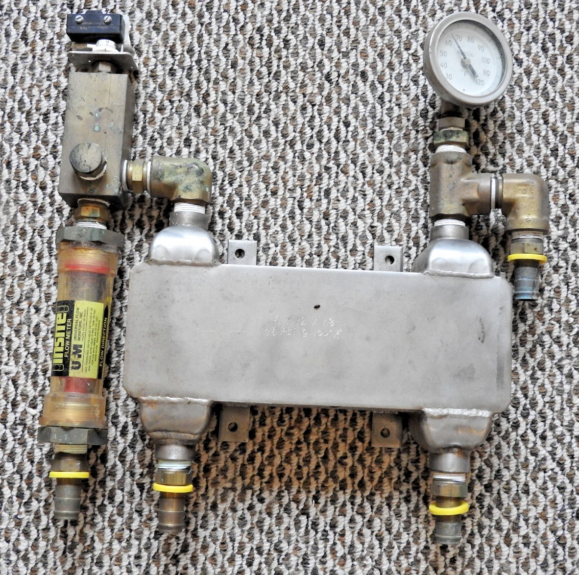 18 Plate Heat Exchanger Assembly, 4"x 12" Brazed - Used