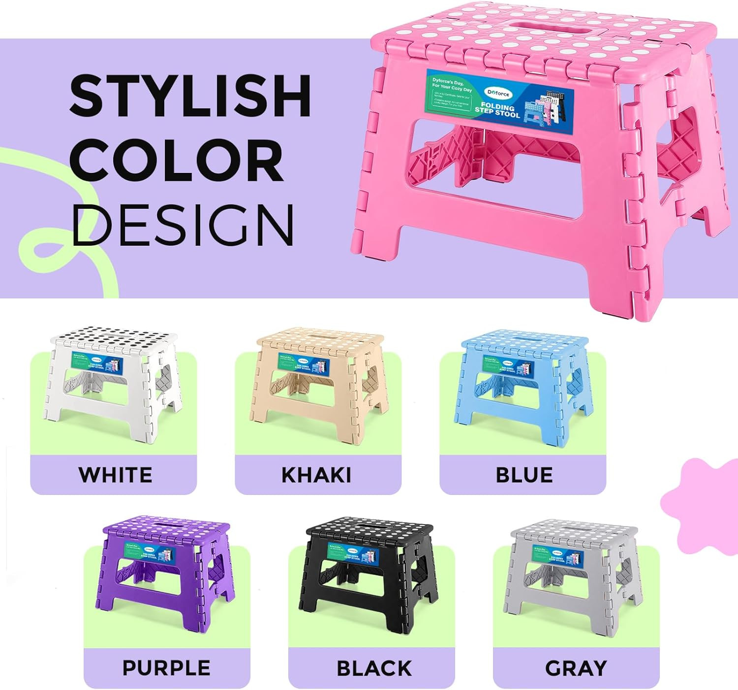 Folding Step Stool 9 Inch, Kids Step Stool, Heavy Duty Step Stools for Adults