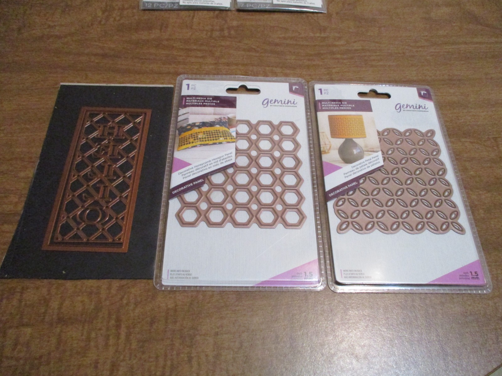 Gemini Decorative Petal Panel, Decorative Honeycomb Panel & Hello Dies Lot of 3