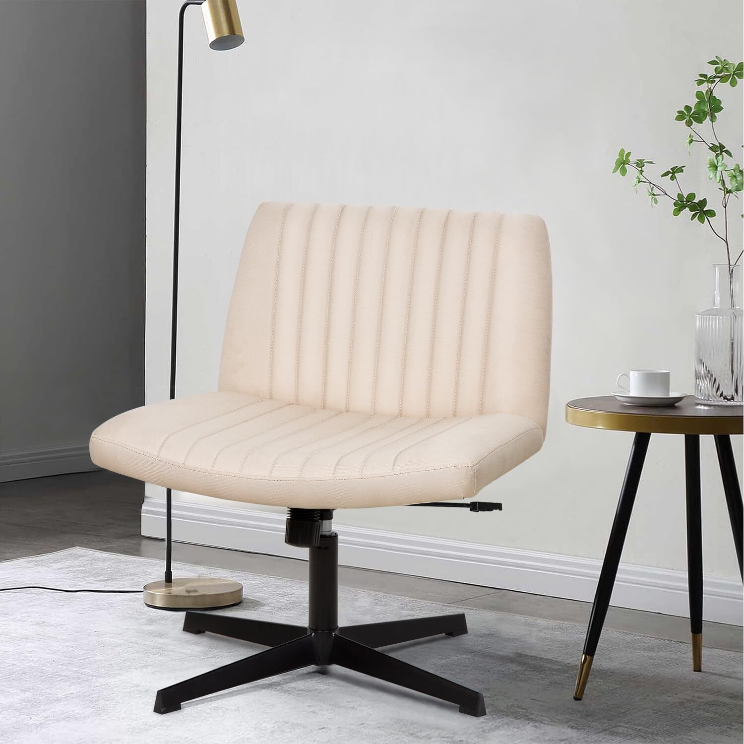 Criss Cross Chair Armless Office Chair No Wheels Modern Swivel Height Adjustable