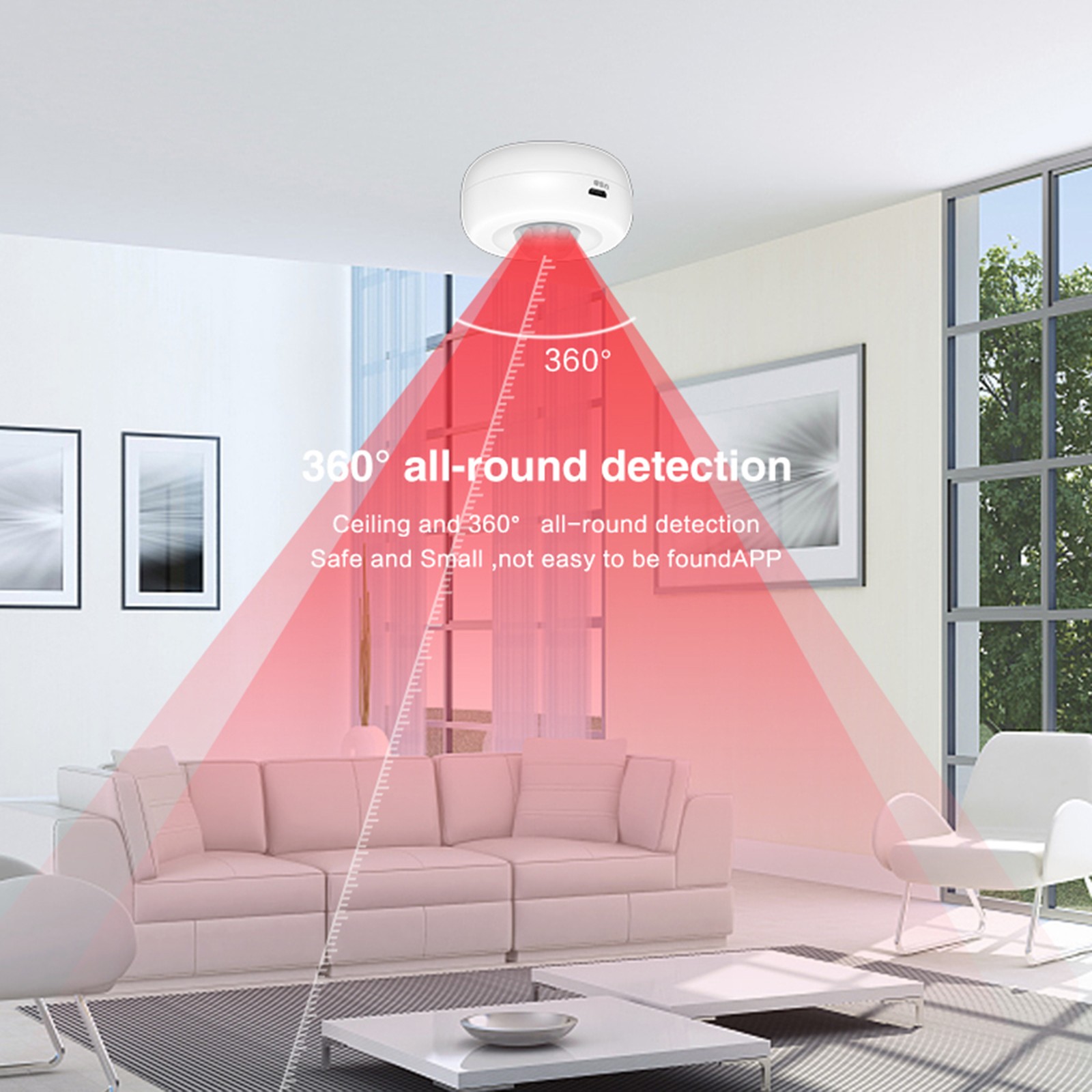 Smart WiFi PIR Motion Sensor Ceiling Wall Mount USB Battery Powered Light Sensor