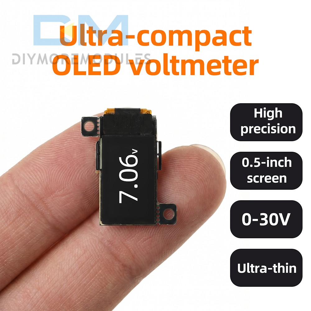 DC 0-30V Digital Voltmeter 0.5-inch OLED Ultra-Slim Mini Embedded Voltage Gauge