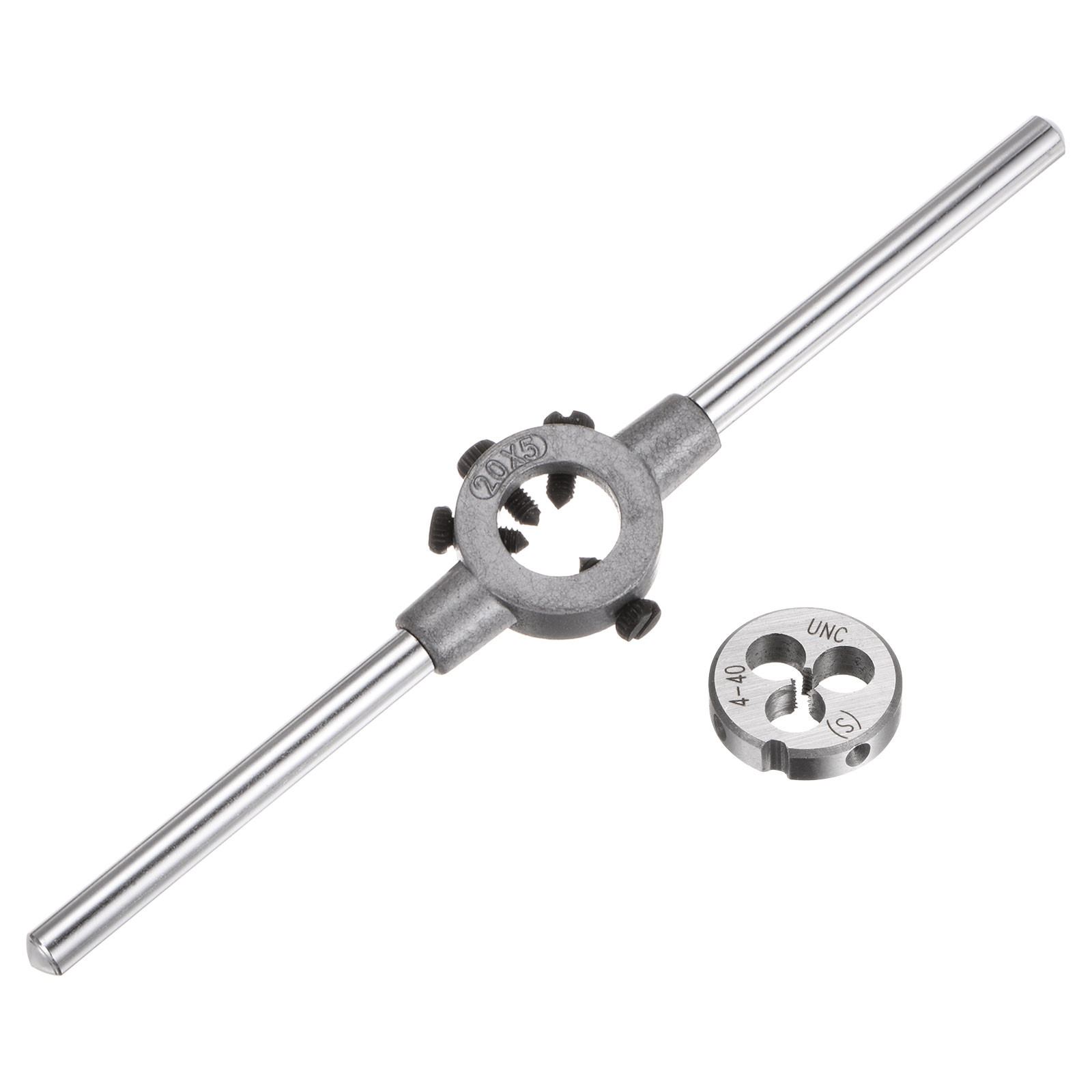 Die Stock Handle Wrench Set 4-40 UNC Round Die and 20mm Die Holder M3-M4 Die