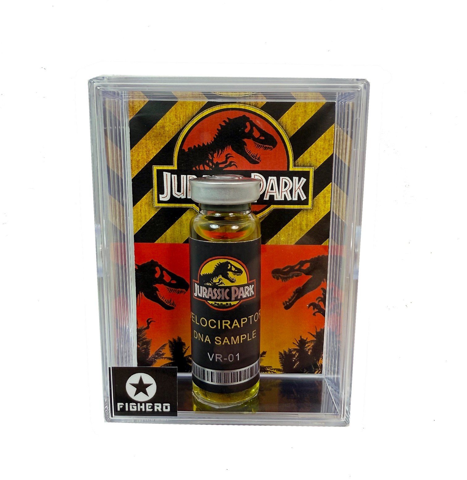 Jurassic Park Velociraptor DNA Sample Vial Bottle with Display Collectable Box