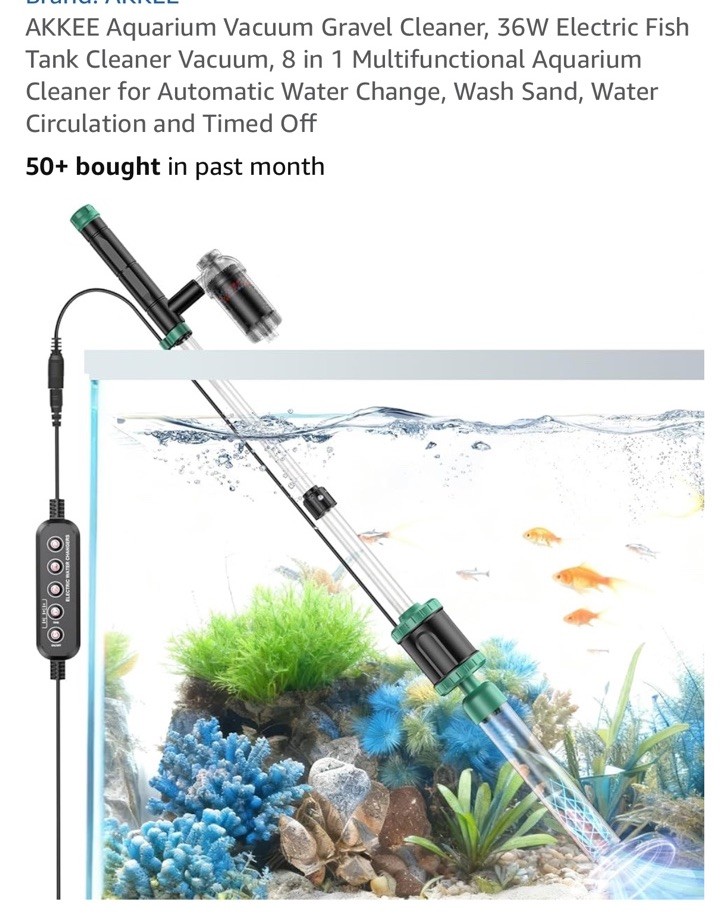 Electric Fish Tank Vacuum Cleaner 36W Adjustable Power Timer Gravel Filtration !