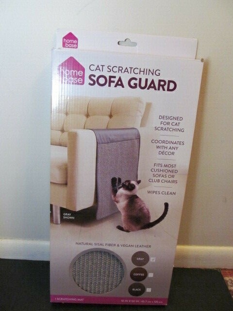 Home Base Cat Scratching Sofa Guard Natural Sisal Fiber & Vegan Leather, Gray