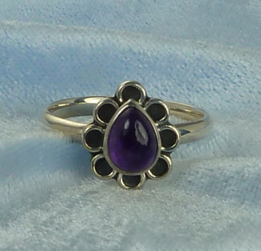 Beautiful Sterling Silver Ring Amethyst Cab  Size 6, 6.5, 7, & 7.5, Konder #519