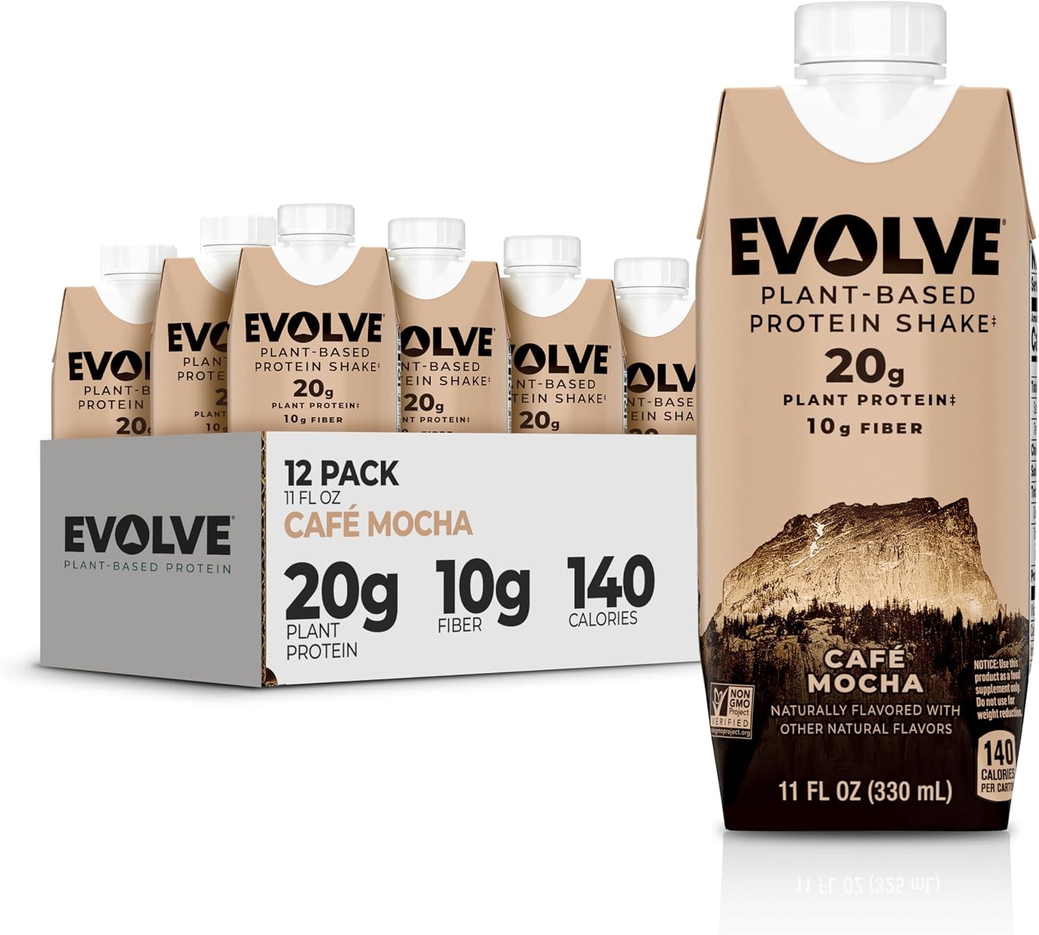 Evoe Plant Based Protein Shake,  Mocha, Vegan Protein, Dairy Free,