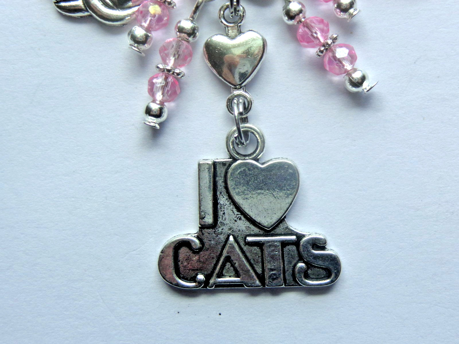 LOVE CATS HEART CAT CHARMS KEY CHAIN PURSE CHARM BAG CHARM JUNK JOURNAL FOB