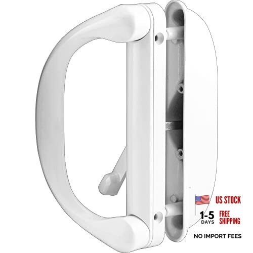 C 1275 Diecast, White, Outside Patio Door Pull with Latch (Single D-handle