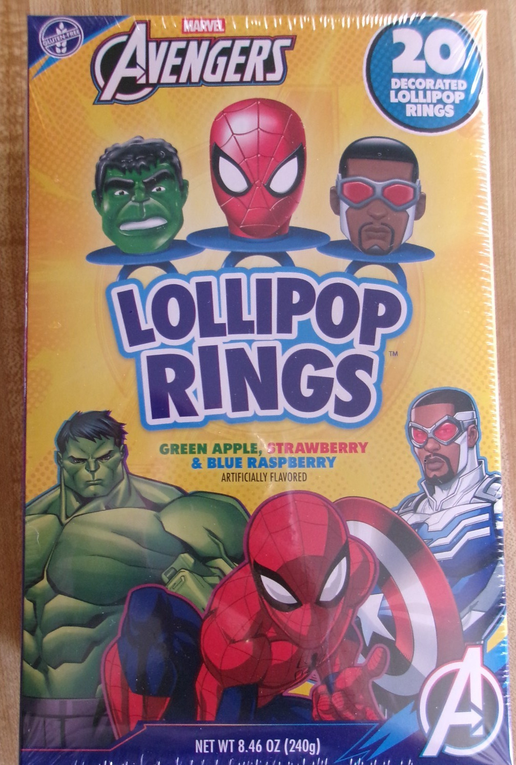 20 Avengers Decorated Lollipop Rings NEW 3 Fruit Flavors, Candy, Party, School