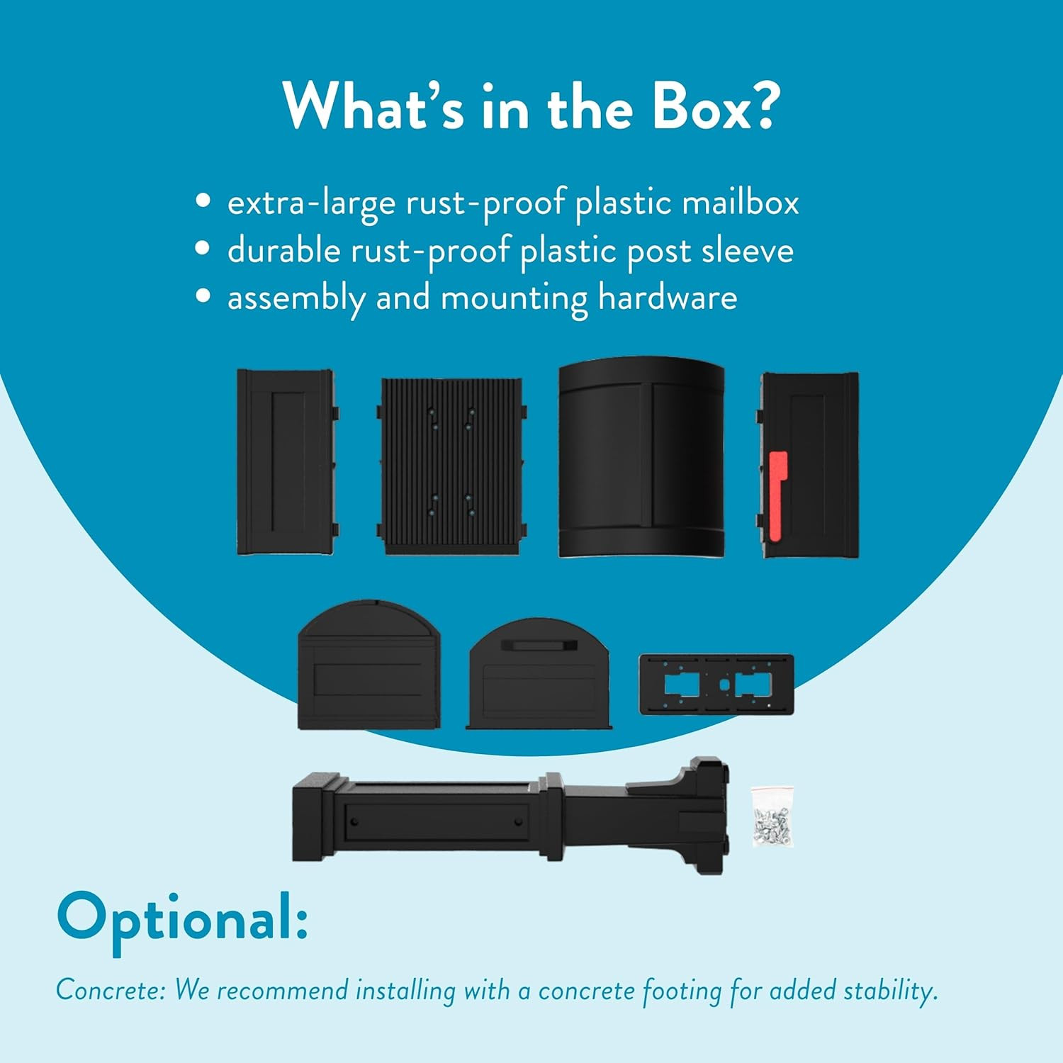 Grand Haven Plastic, Mailbox and Post Kit, Black Extra Large
