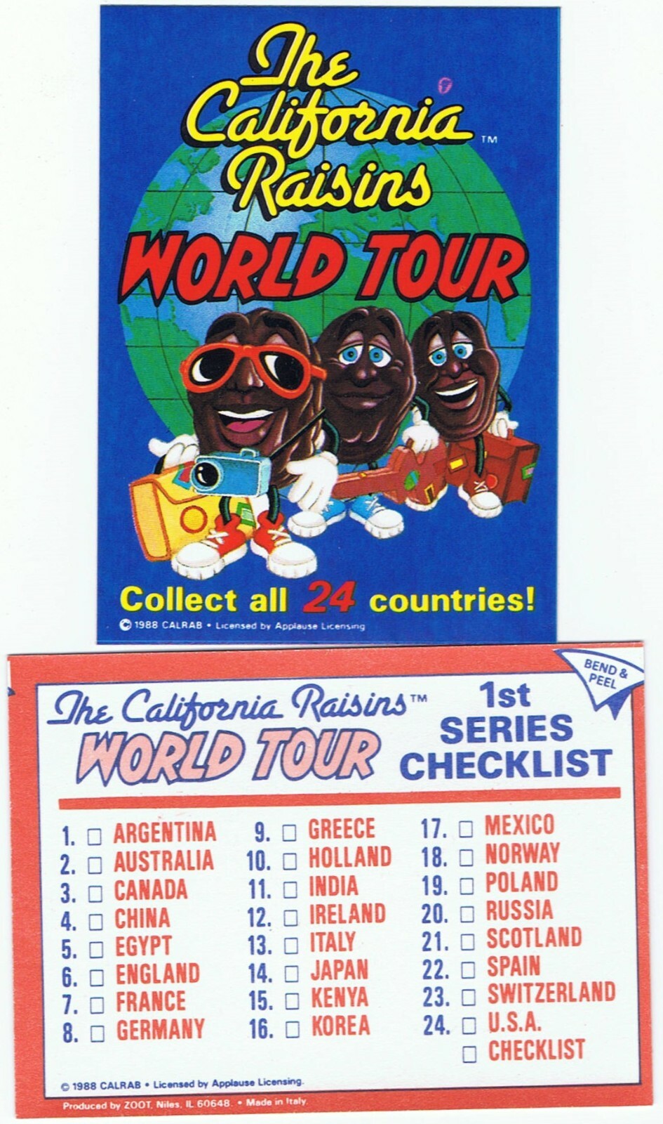 California Raisins World Tour by Zoot in 1988. Singles List. $1 ea + discounts