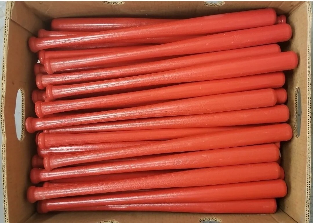 Lot of 100 Mini Souvenir Baseball Bats 18" Real Wood Blemish Bats Red