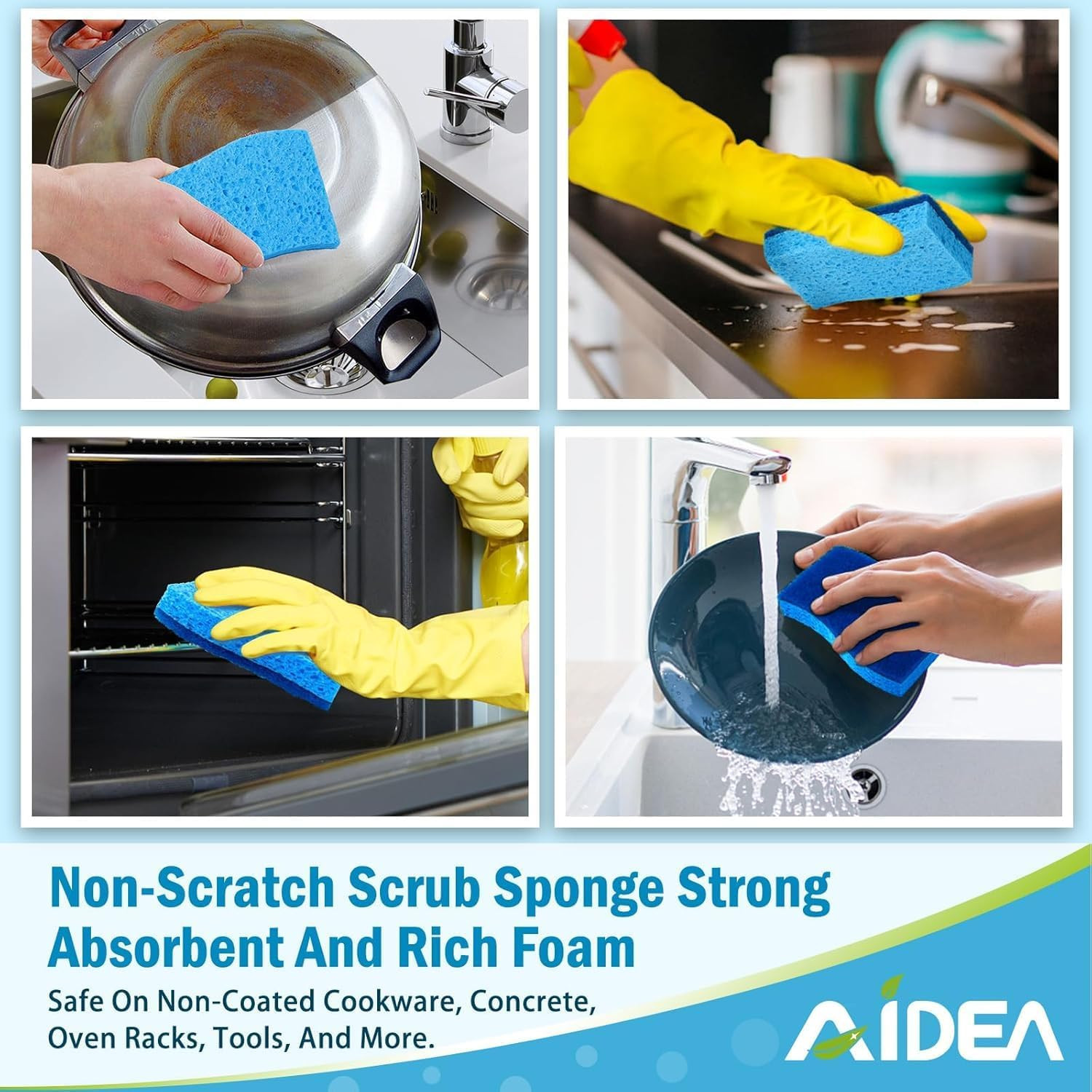 Non Scratch Scrub Sponge, 24Count, Sponges for Dishes, Sponges Kitchen, Cleaning