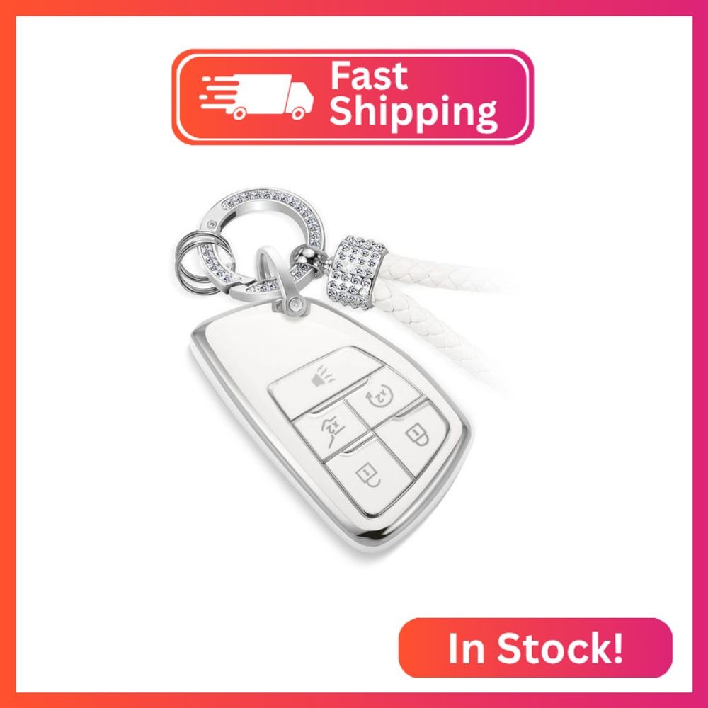 CTRINEWS for Buick Key Fob Cover with Luxury Diamond Keychain, Upgraded Soft Cas