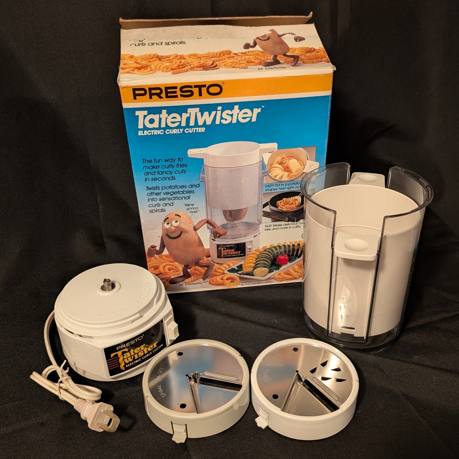 PRESTO TATER TWISTER Electric Curly Fry Cutter Potato Spiral Slicer 02930