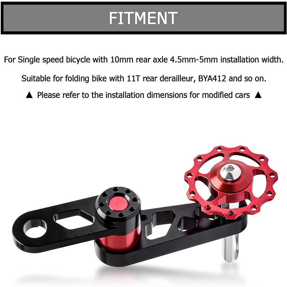 Red Single Speed Rear Tensioner Folding Bicycle Converter Guide Chain Aluminium