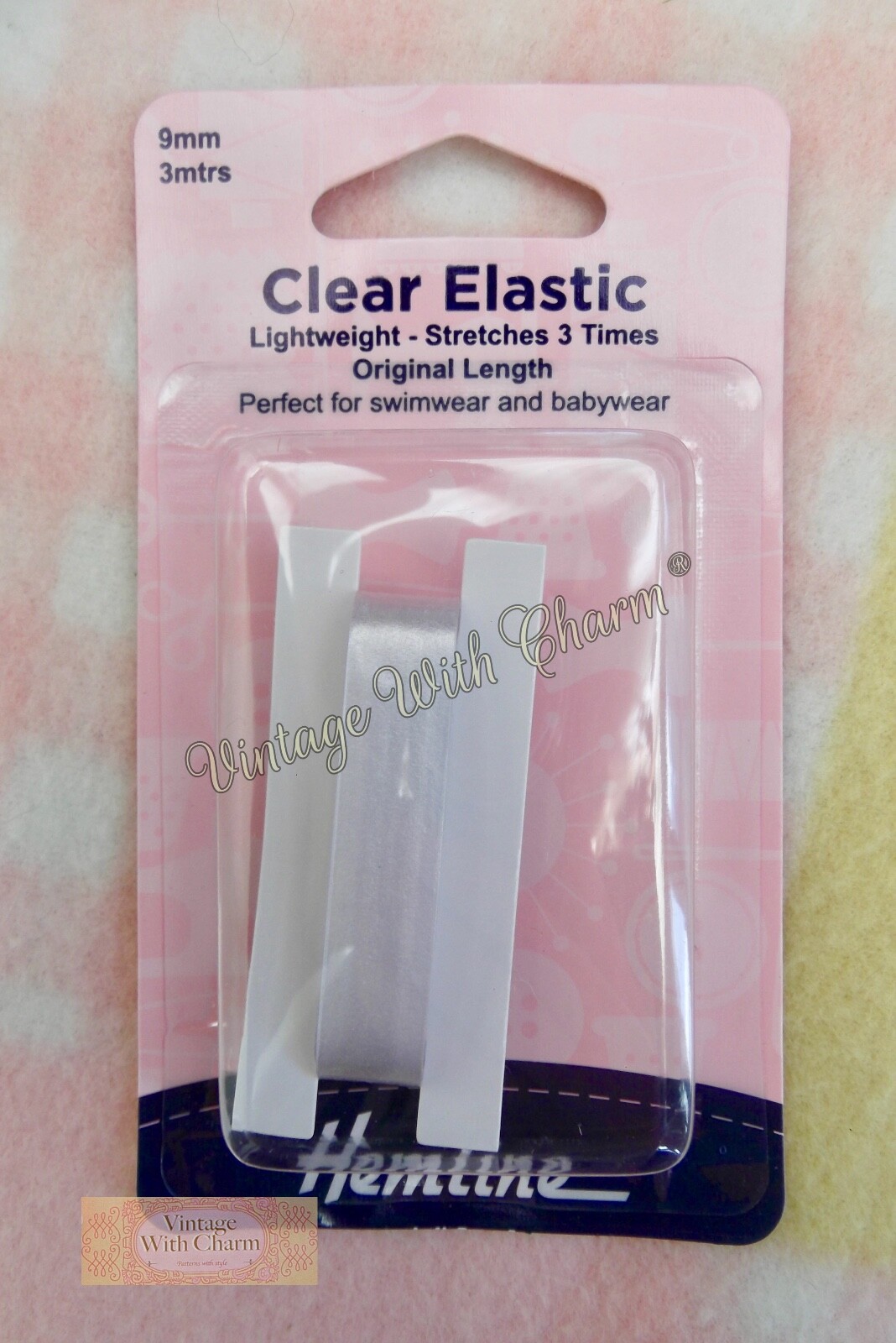 Hemline Clear Elastic 9mm x 3m. Swimwear & Babywear