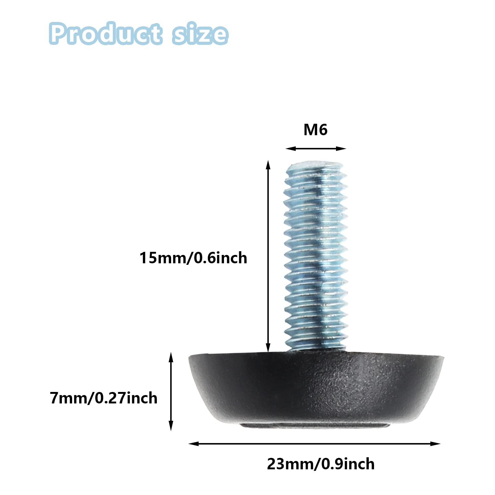 20Pcs M6 Thread Furniture Levelers Adjustable Screw On Furniture Glide Leveling