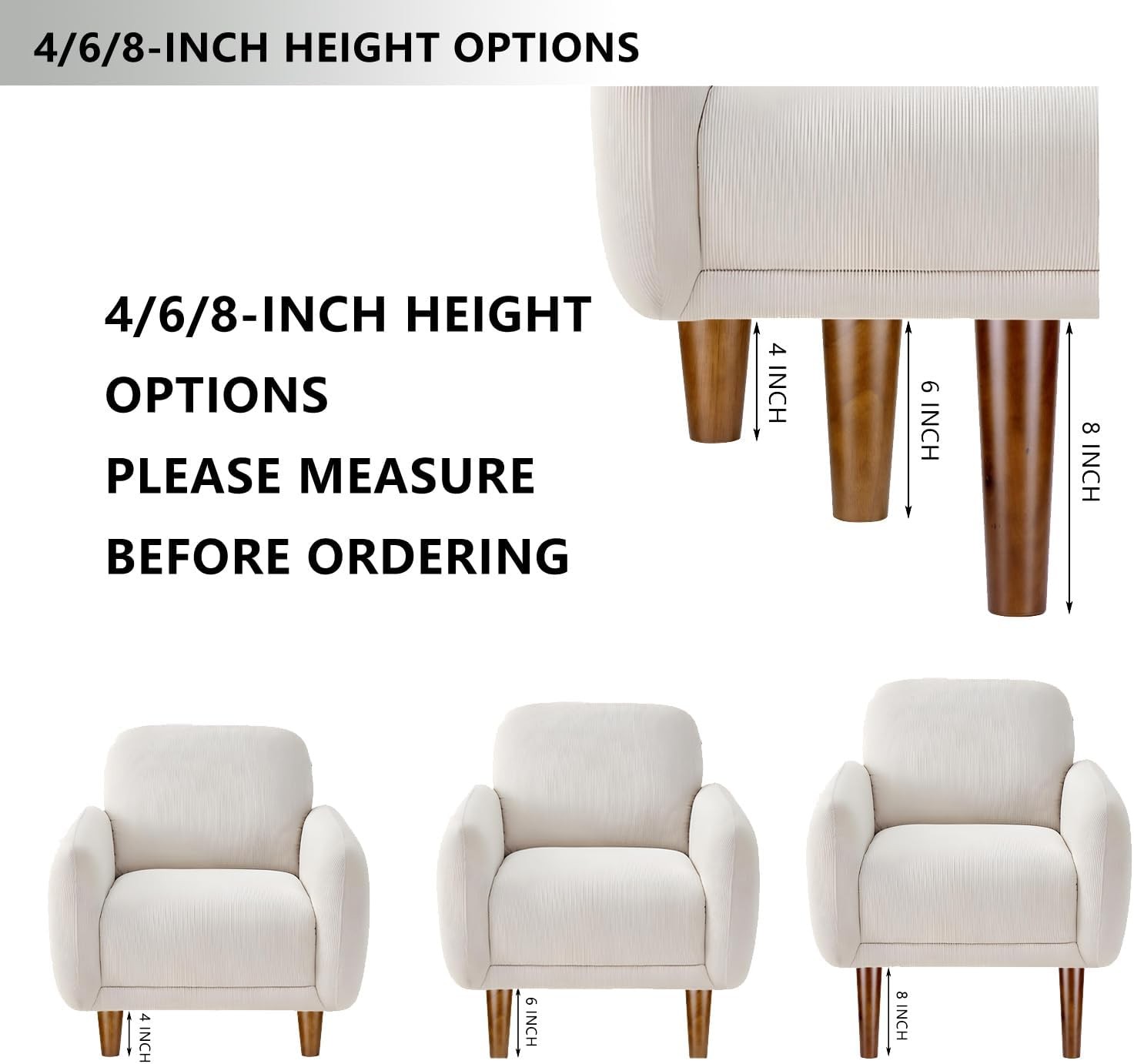 6 Inch Wood Furniture Legs Set of 4 Replacement Feet for Cabinet Couch Chair