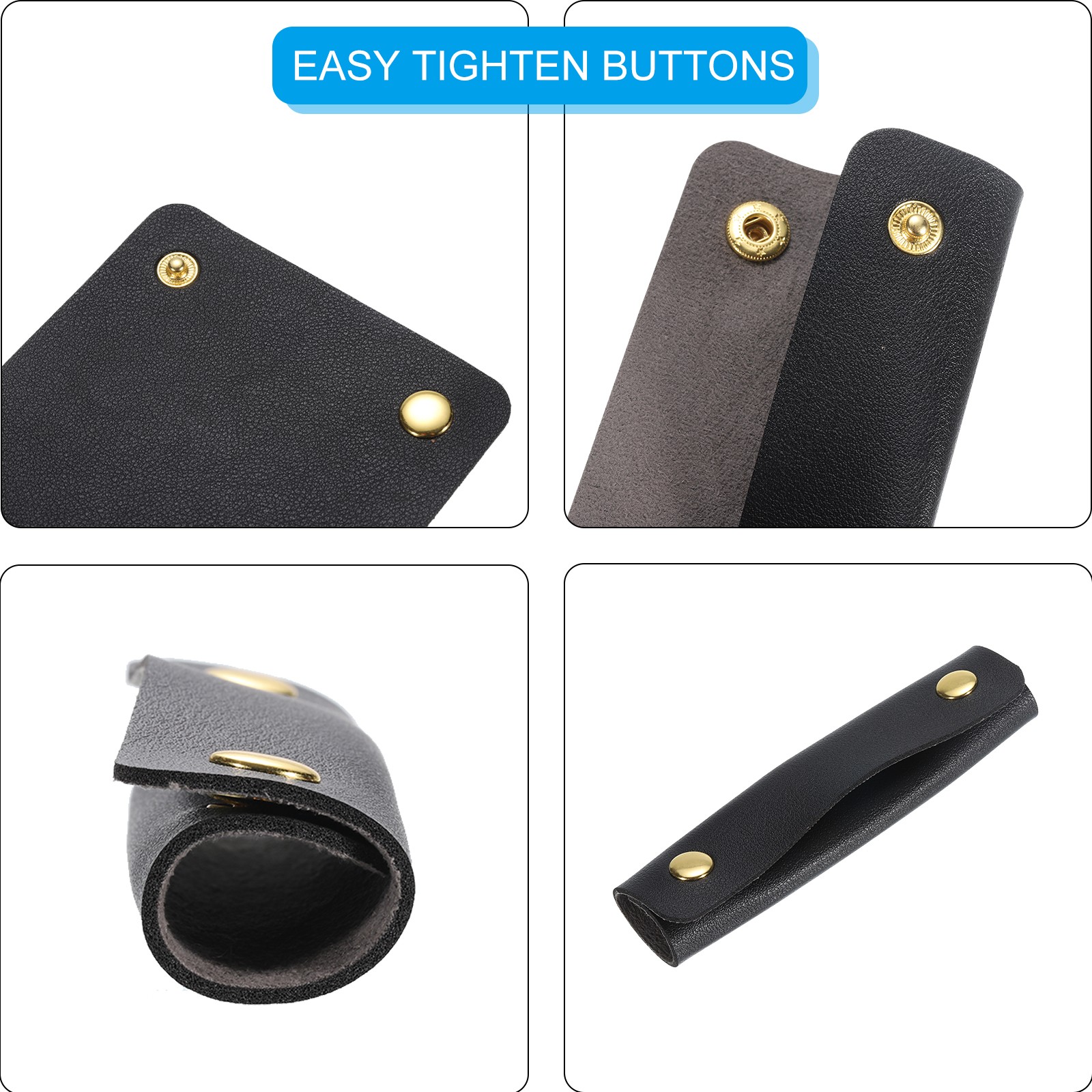 2Pcs PU Leather Luggage Handbag Handle Wrap Covers (Black)