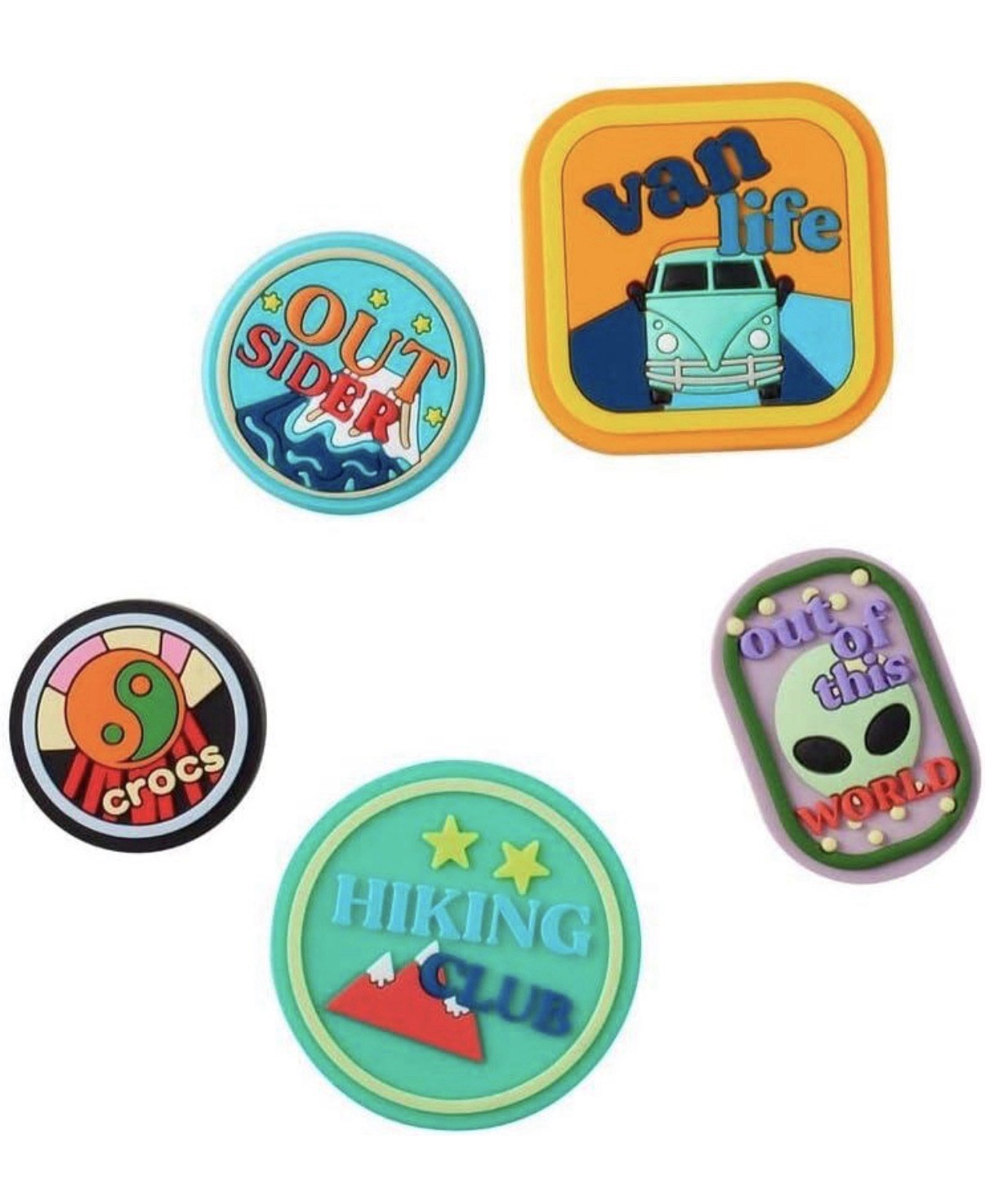 Crocs Jibbitz Shoe Charms 5pc Set Outdoors Travel Hiking Space Alien