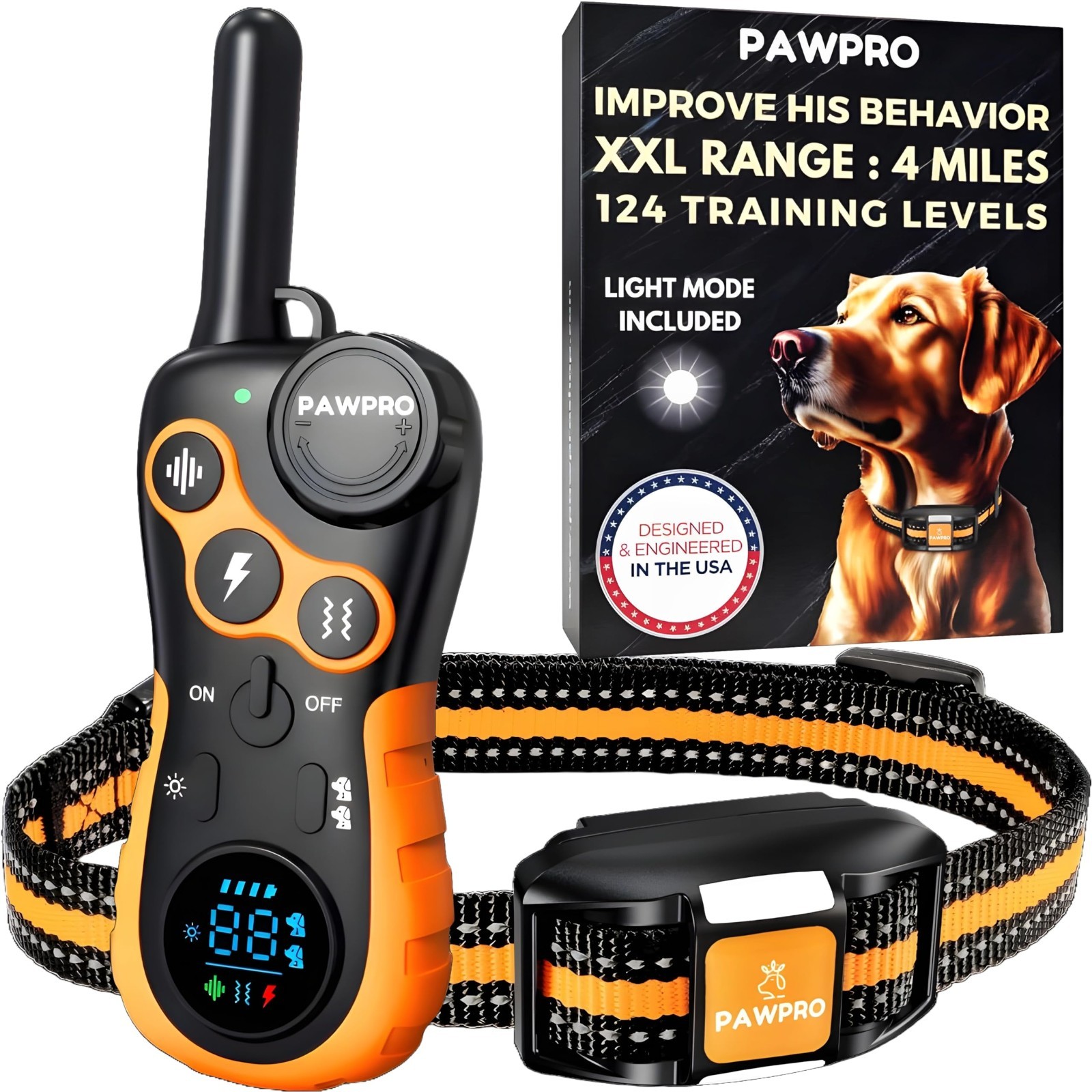 Dog Training Collar with Remote, Waterproof, Rechargeable, 4 Modes