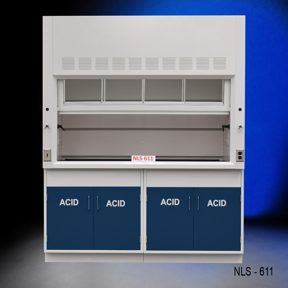 Fisher American 6' Laboratory Fume Hood w/ ACID Storage Cabinets/E2-054